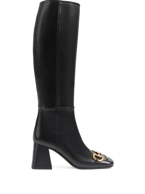 gucci black flat boots|gucci print thigh high boots.